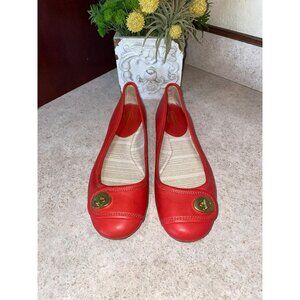 COACH Noel Ballet Flats Coral Pink Leather Size 7.5